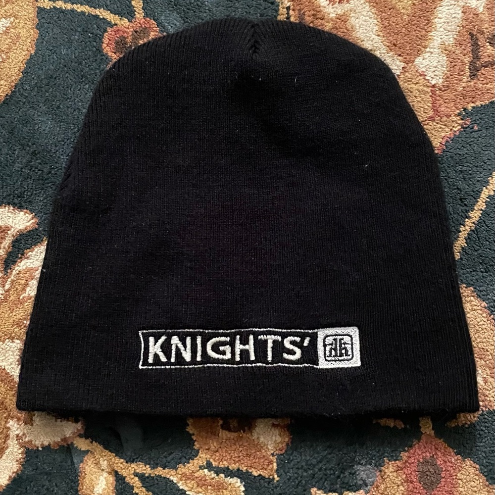 🛠[2/$25] KNIGHTS' HOME HARDWARE EMBROIDERED LOGO GRAPHIC BLACK BEANIE HAT TOQUE